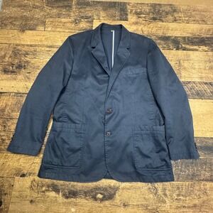 Orvis 44R Navy Blue Cotton Blend Blazer Jacket Mens Made in Portugal